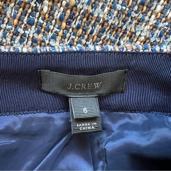 J. Crew Blue Brown Flecked Tweed Pencil Skirt Size 6 - Picture 13 of 16